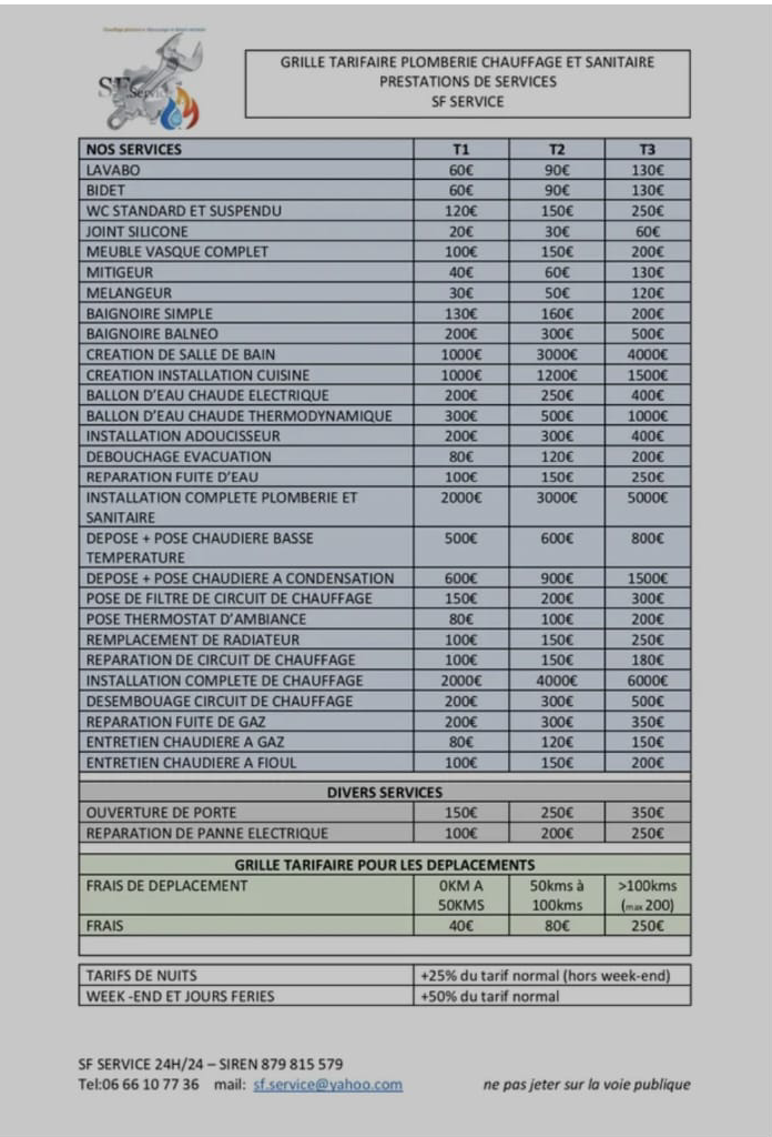 tarif horaire plombier 2020